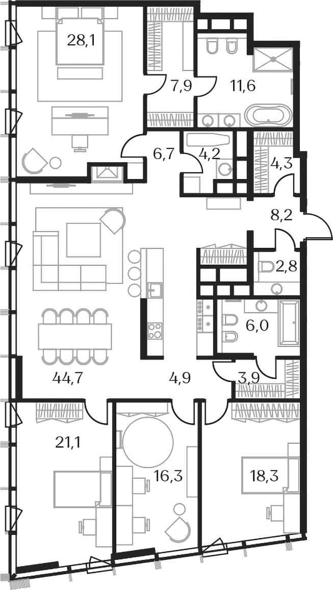 5-комн. — 189 м²