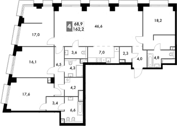 5-комн 162,2 м²