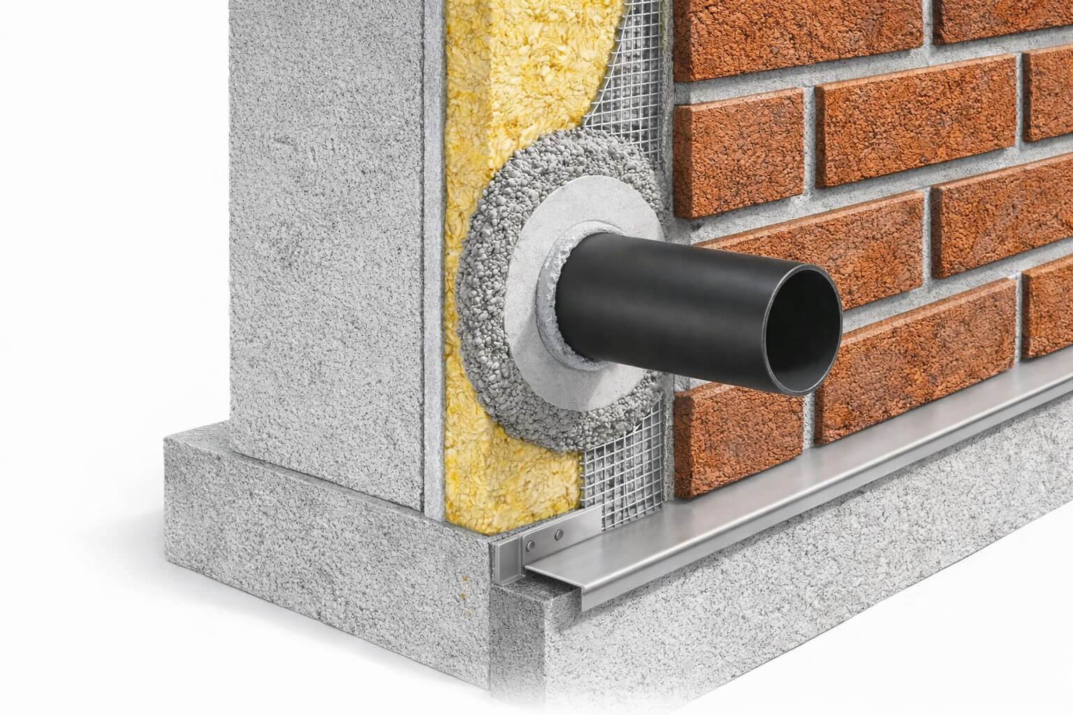 Проход коммуникации через фасад: герметизация и восстановление целостности фасадной системы