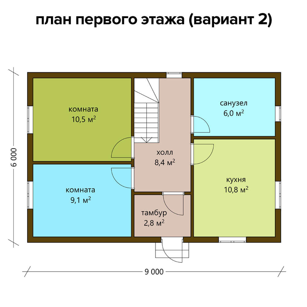 Проект каркасного дома 6х9