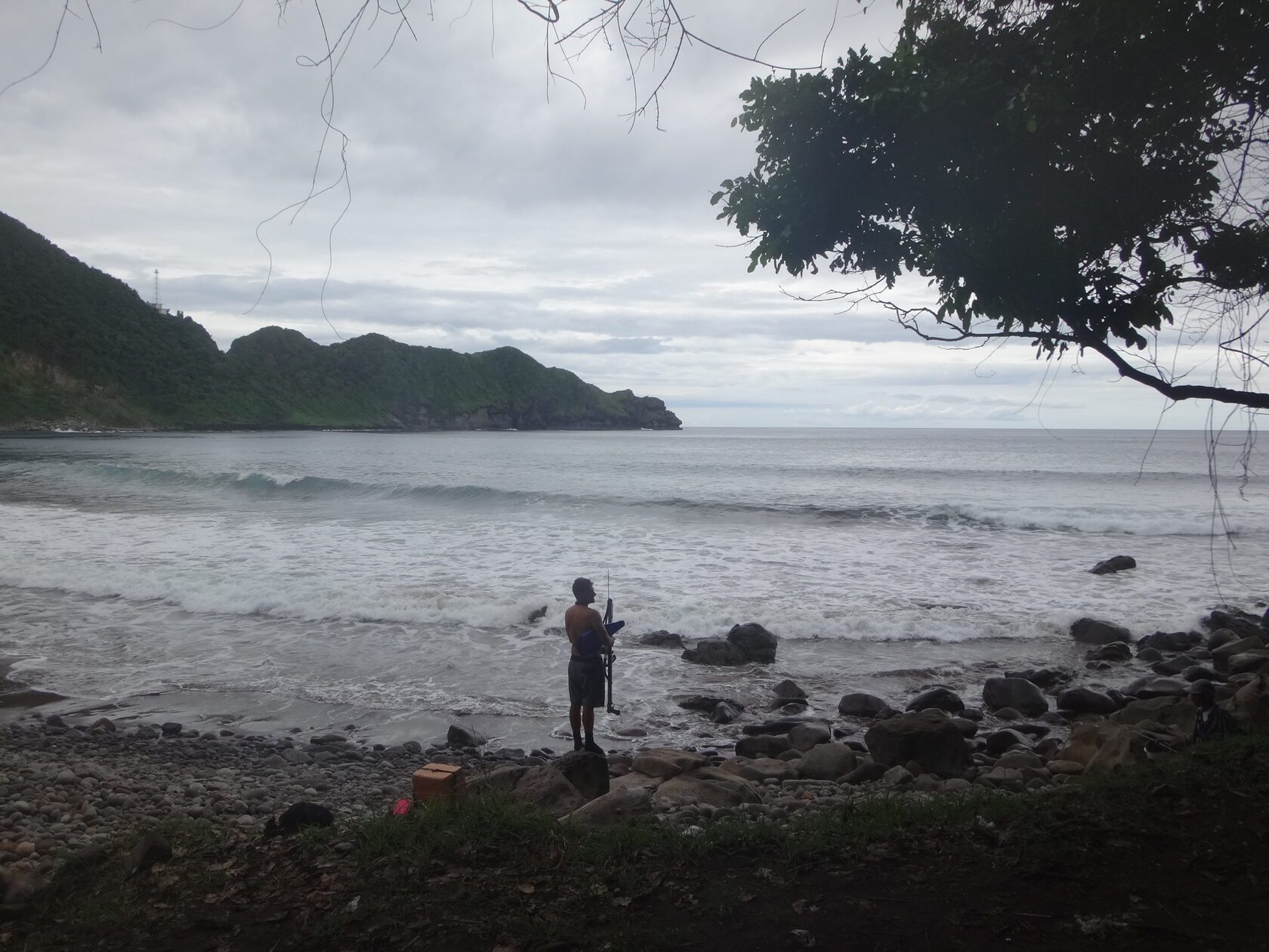 Coastal landscape photograph with islands and ocean horizon