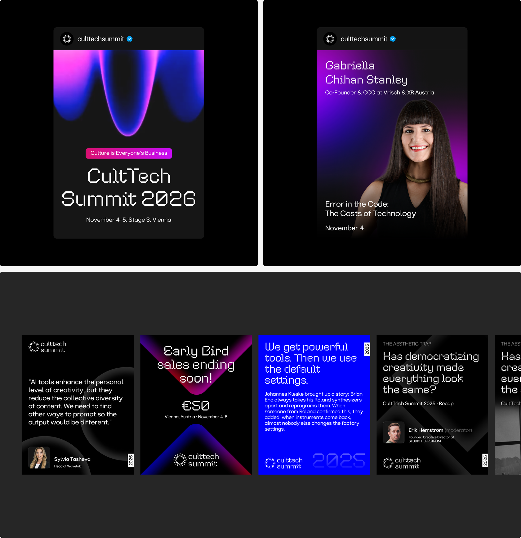 CultTech Summit social templates — event announcements and speaker cards