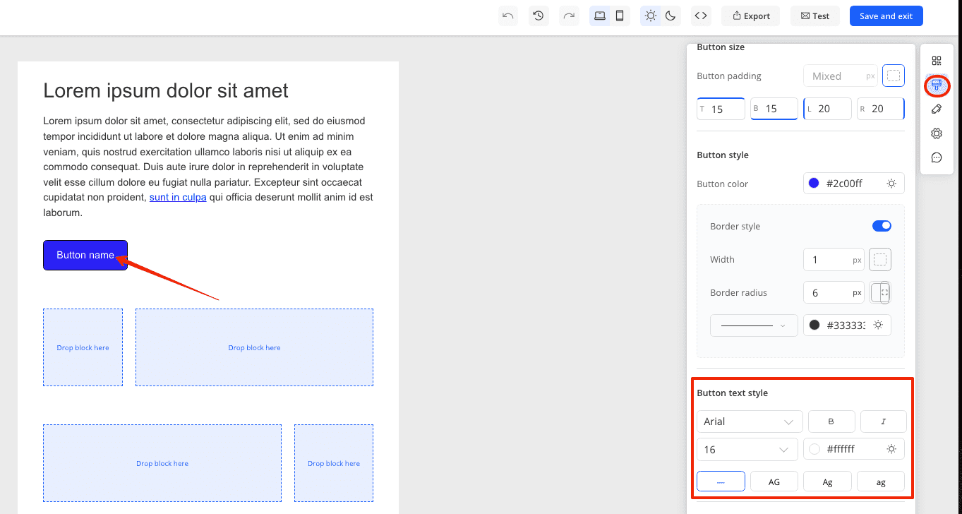 Setting up button text