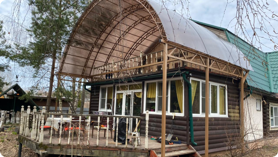 Арочный навес-пристройка