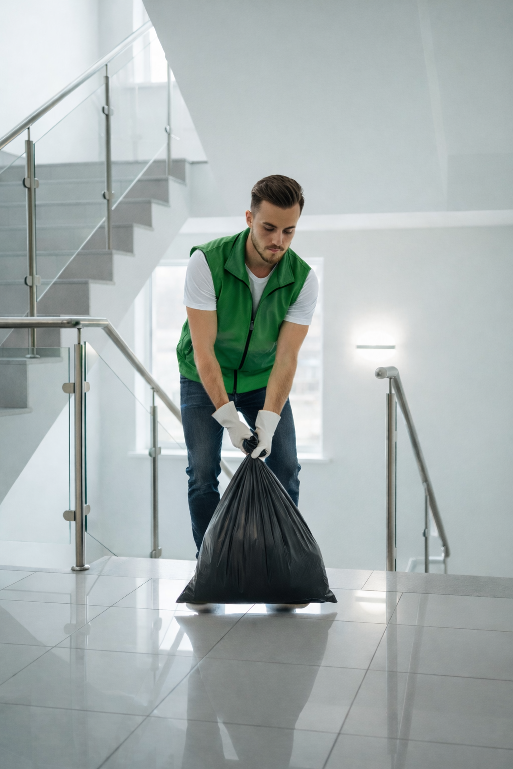 Курьер забирает мусор