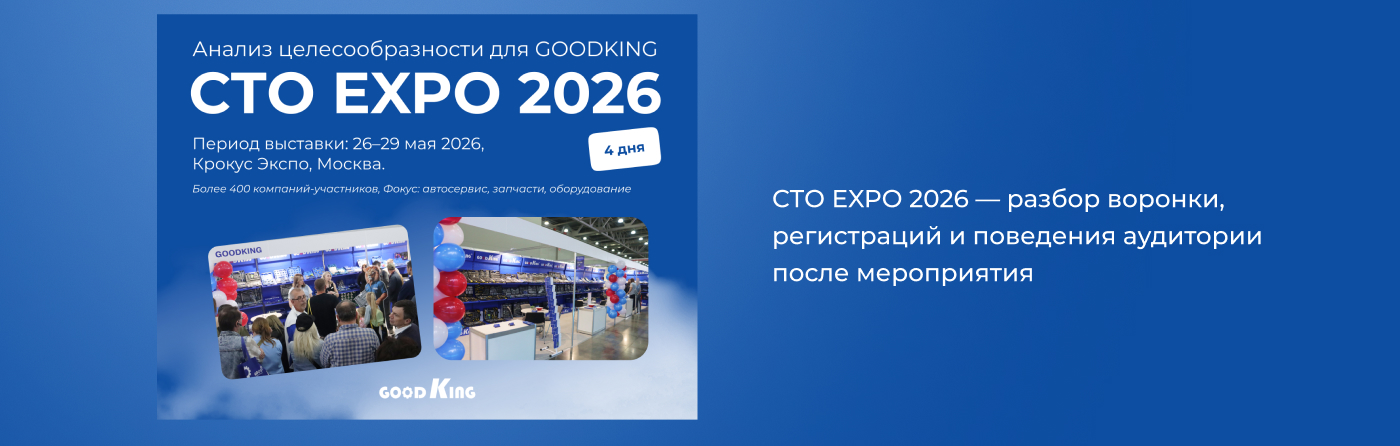 Анализ СТО EXPO 2026 для GOODKING: фотографии стенда и разбор выставочной воронки, регистраций и поведения аудитории после мероприятия