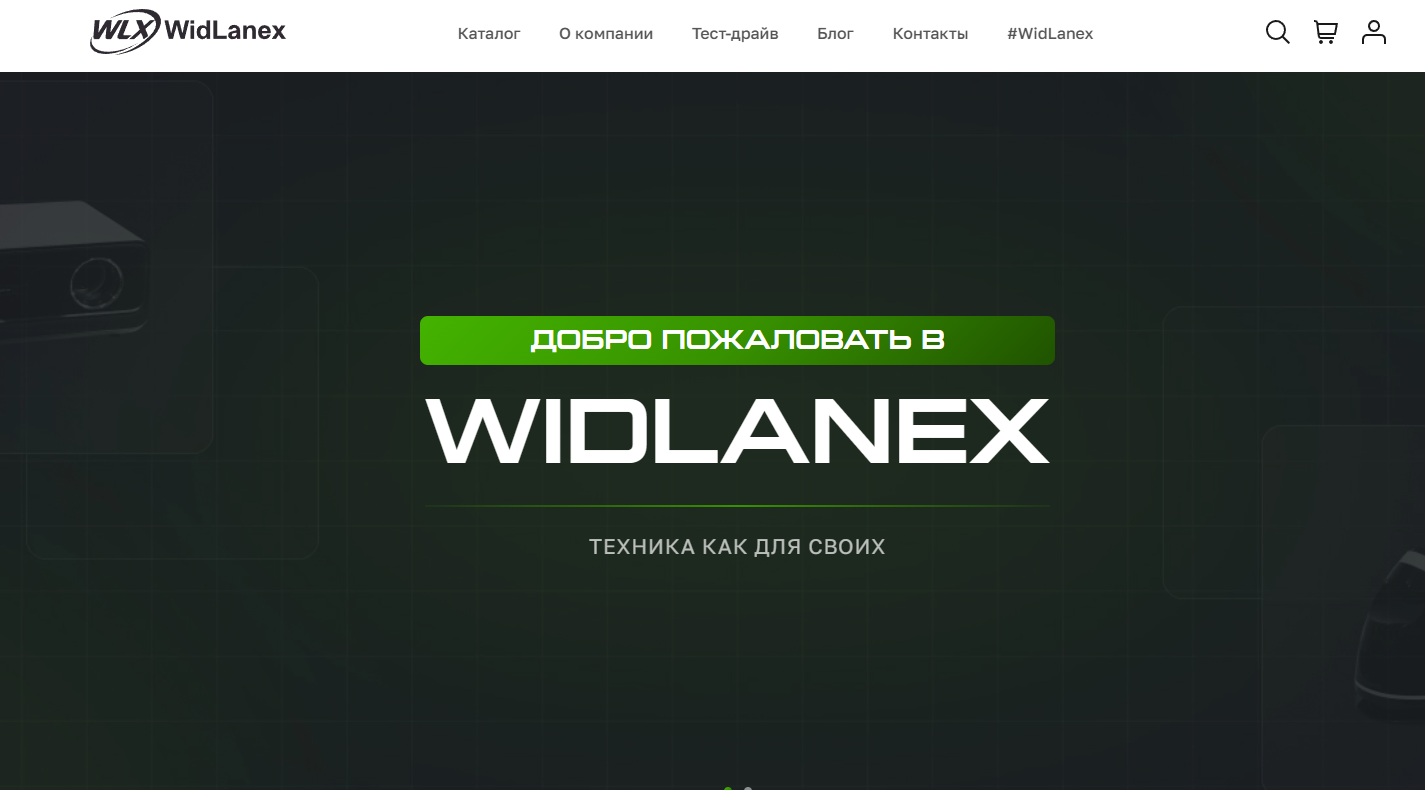 Замените на главный экран интернет-магазина Widlanex