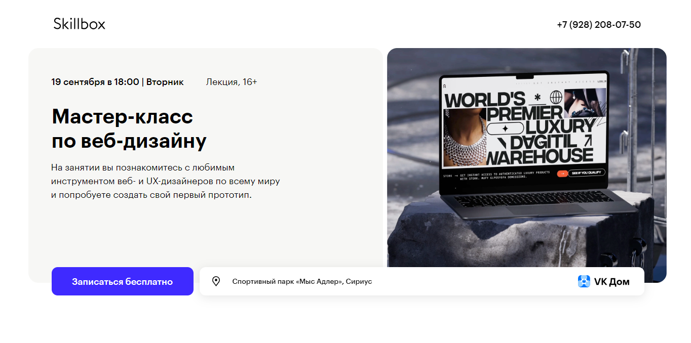 Бесплатное занятие в Кампусе Skillbox в Сириусе | Мастер-класс по  веб-дизайну