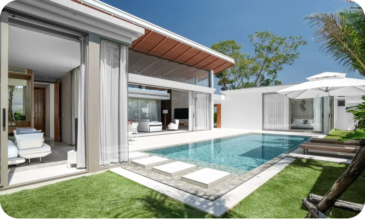 Asherah Villa pool and terrace opening onto the living area
