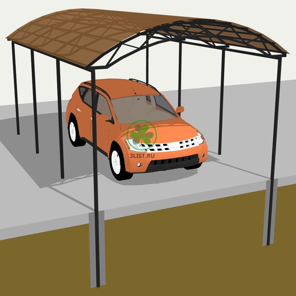 Купить навес из поликарбоната для машины Стандарт 6х4м - цена 172000 ₽