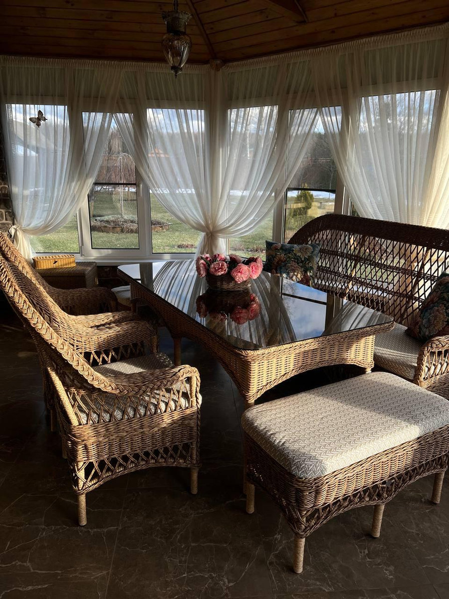 Обеденная группа из экоротанга с диваном и креслами от Malacca