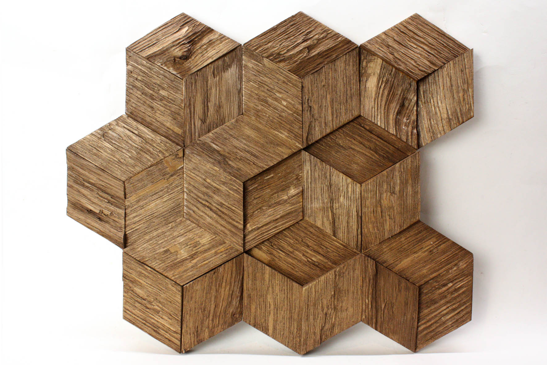 Деревянная панель для стен: мозаика шестигранники из трех частей ...