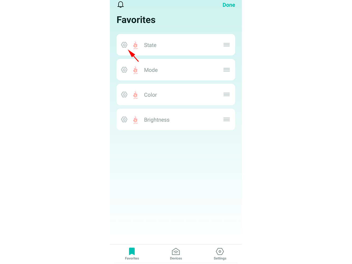 Favorites screen