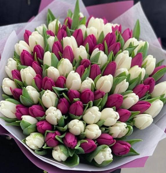 Букет тюльпанов. Цветные тюльпаны. Цветы с доставкой в Нижнем Новгороде.