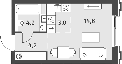 Студия 26 м²
