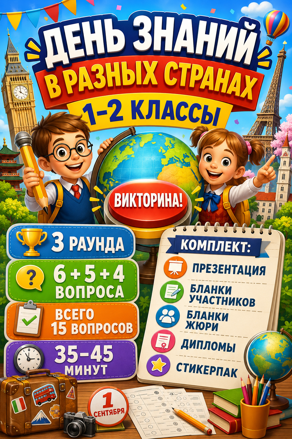 Обложка игры День знаний в разных странах для 1-2 классов