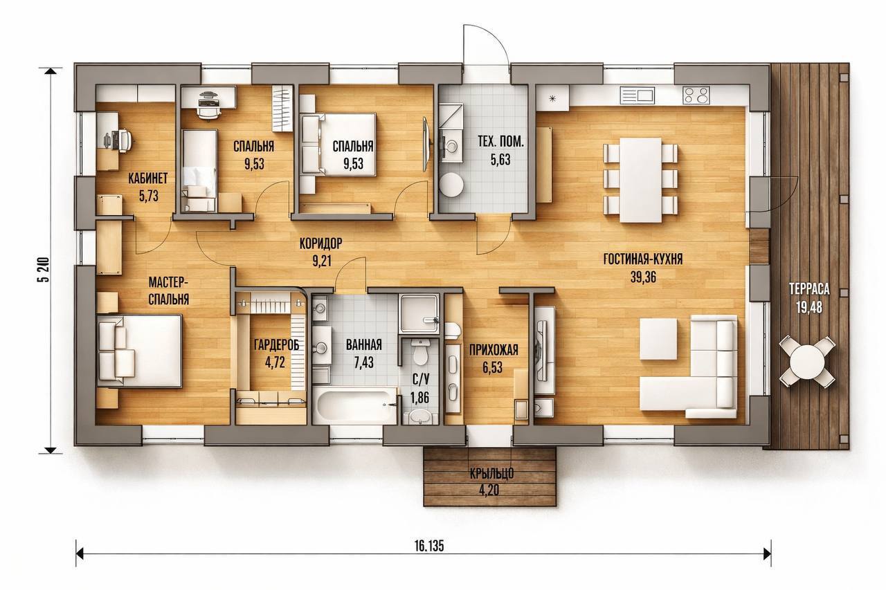 Планировка 139 м²
