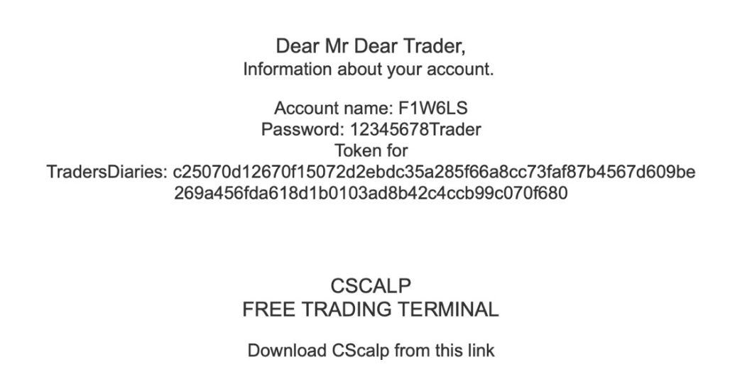 An email example from a prop firm’s manager