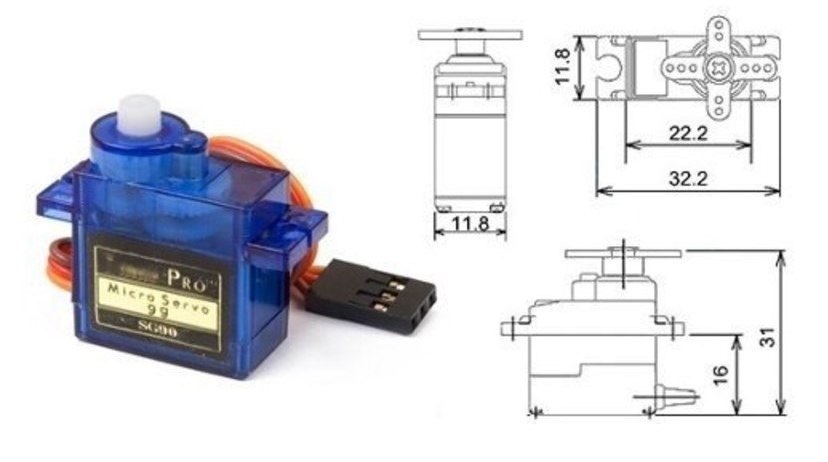 Micro servo 9g чертеж