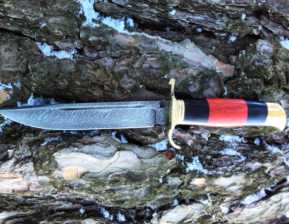 Нож "Финка НКВД" из дамасской стали, литье латунь - Ножи Павлово, Россия