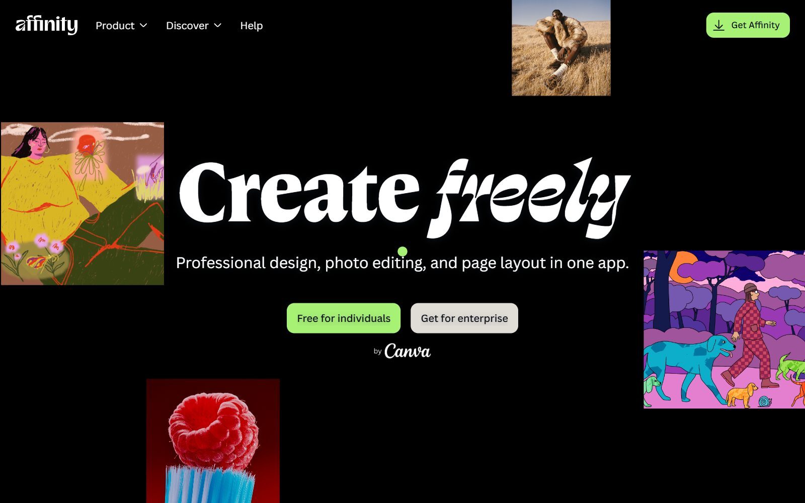Affinity homepage screenshot (October 2026)