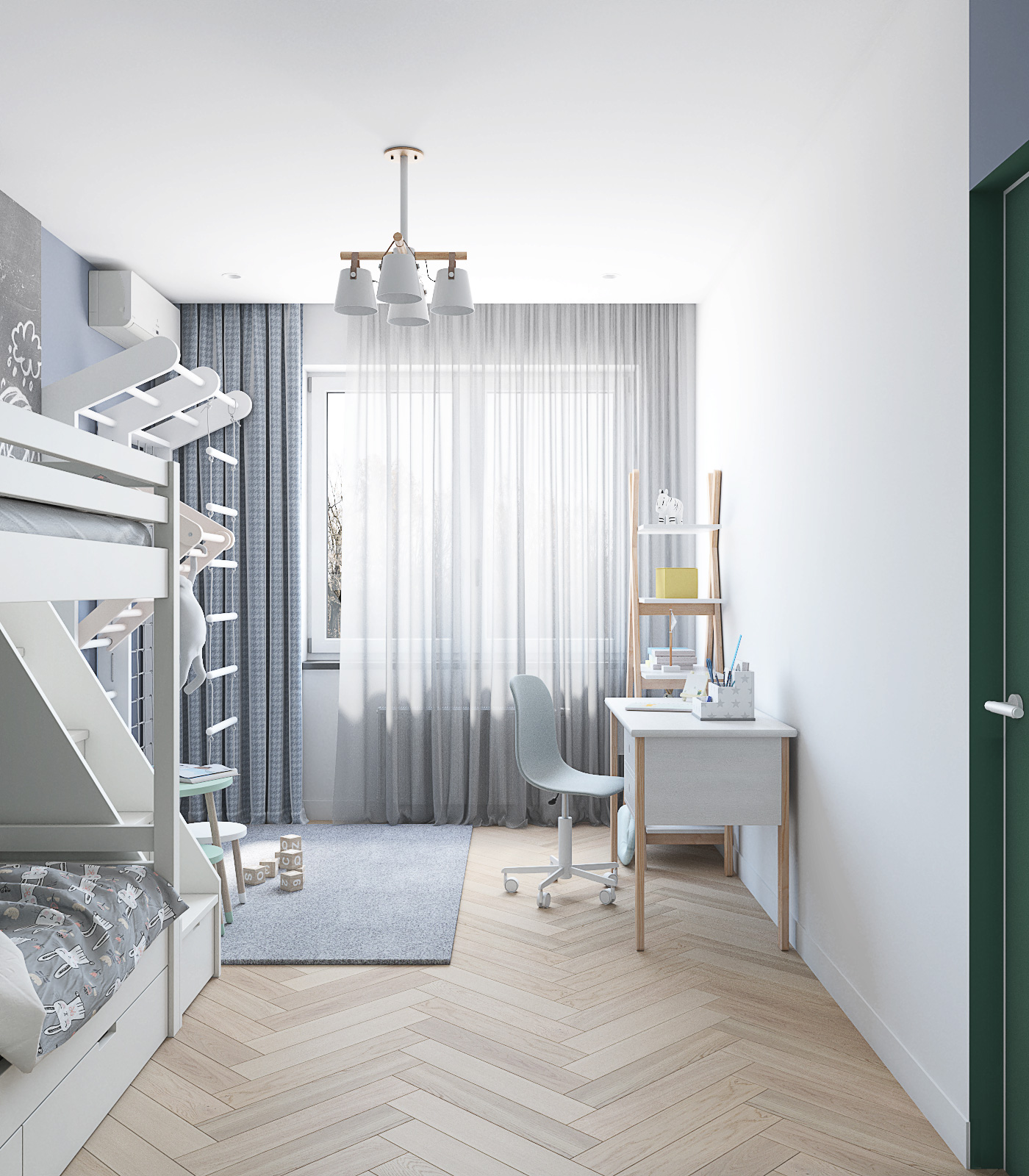 Детская со шведской стенкой в скандинавском стиле. 