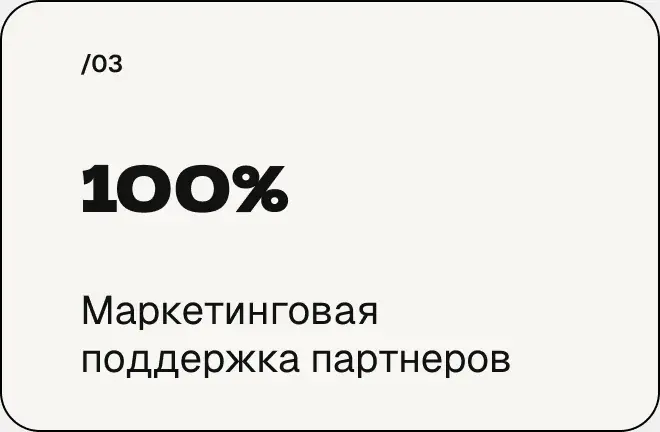 100% маркетинговая поддержка партнеров