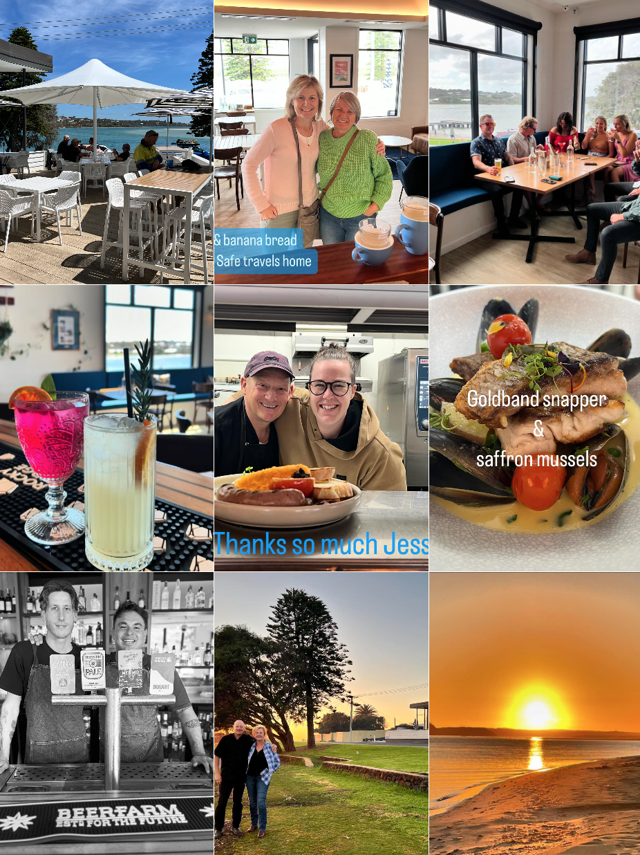 The Colour Patch Augusta – riverside bar and restaurant with waterfront dining, cocktails, fresh seafood including goldband snapper and saffron mussels, friendly staff, local beers, and sunset views over the Blackwood River.