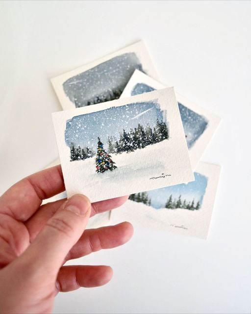 Более 30 идей для рождественских акварельных рисунков, которые вам понравятся 93