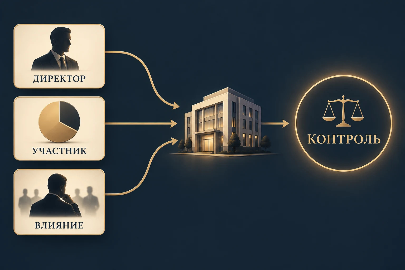 Концептуальная схема: компания, управленческие решения и человек, который мог определять ее действия