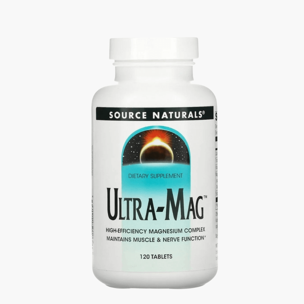 Упаковка Source Naturals Ultra-Mag — усиленный комплекс магния для поддержки нервной системы и снятия напряжения.