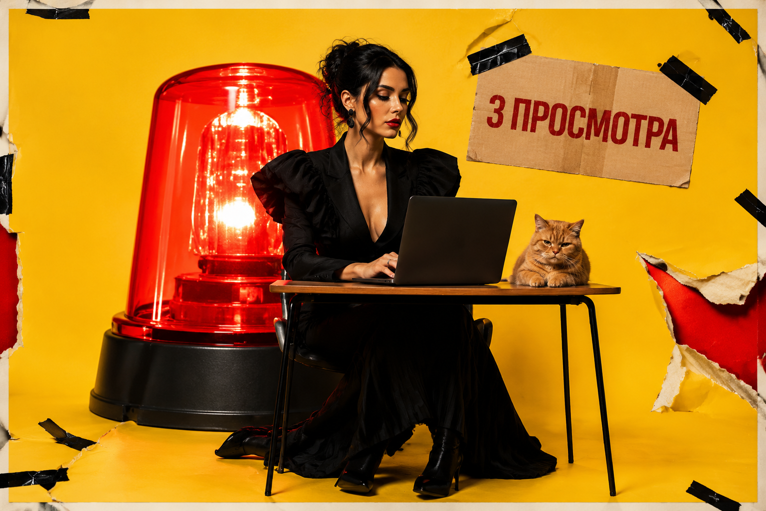Девушка, кот и табличка 3 просмотра