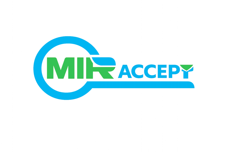Логотип MIR Accept для оплаты банковскими картами в хостеле Center Rooms в центре Минска