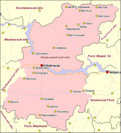 Нижний какие города. Карта Нижегородской области. Нижегородская область на карте Росси. Нижегородская область на карте России. Нижегородская областьна Катре России.