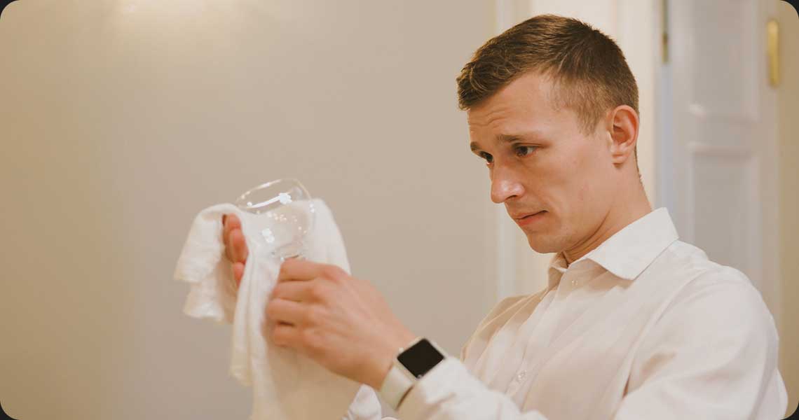 официант готовится к корпоративу