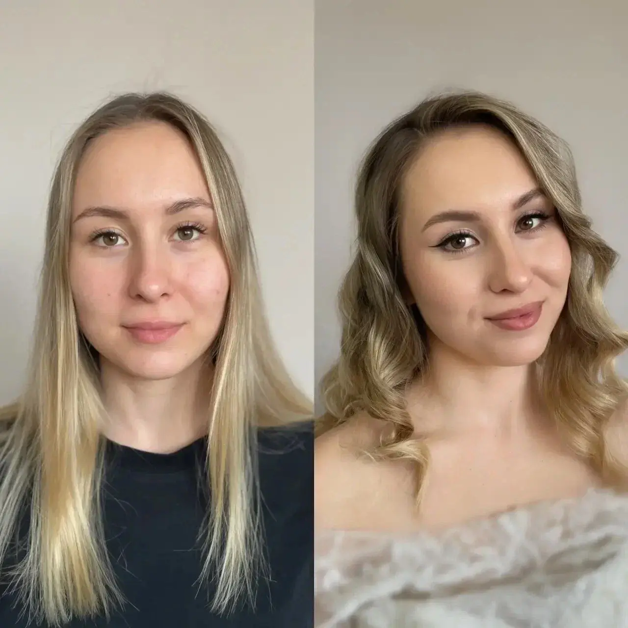 Макияж до и после