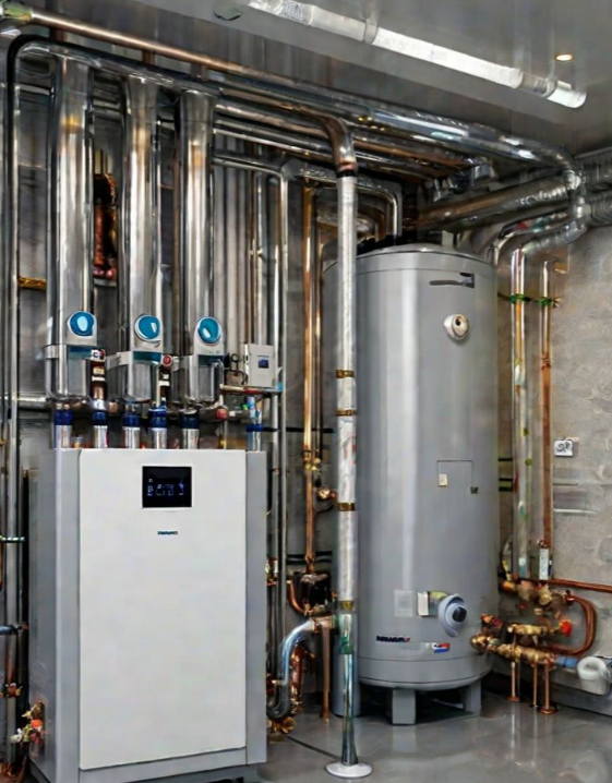 Газовый котёл Vaillant с бойлером и медной разводкой — оборудование для отопления частного дома