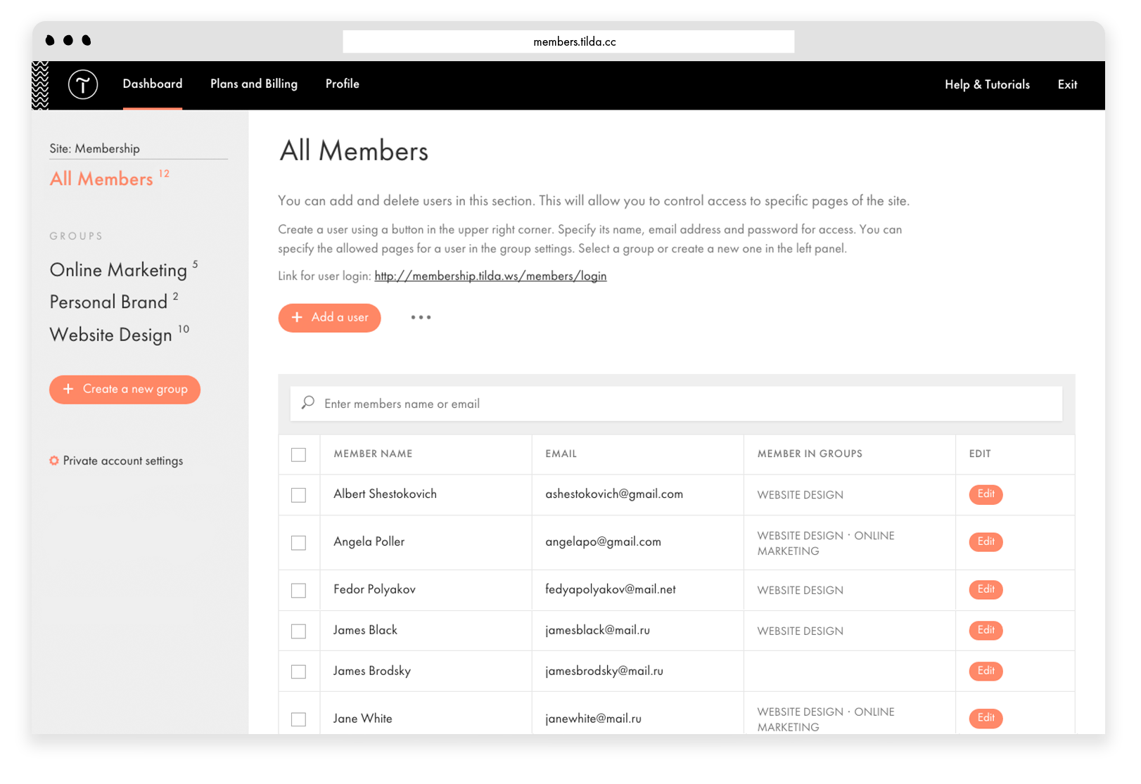Create a Members Area on Your Tilda website