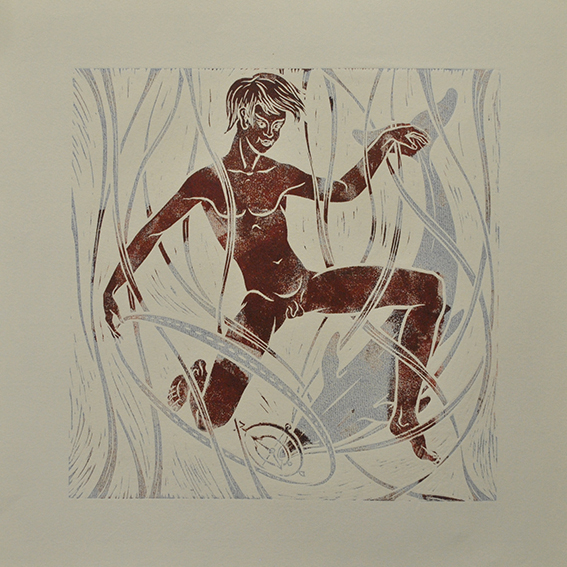 engraving linocut Nude