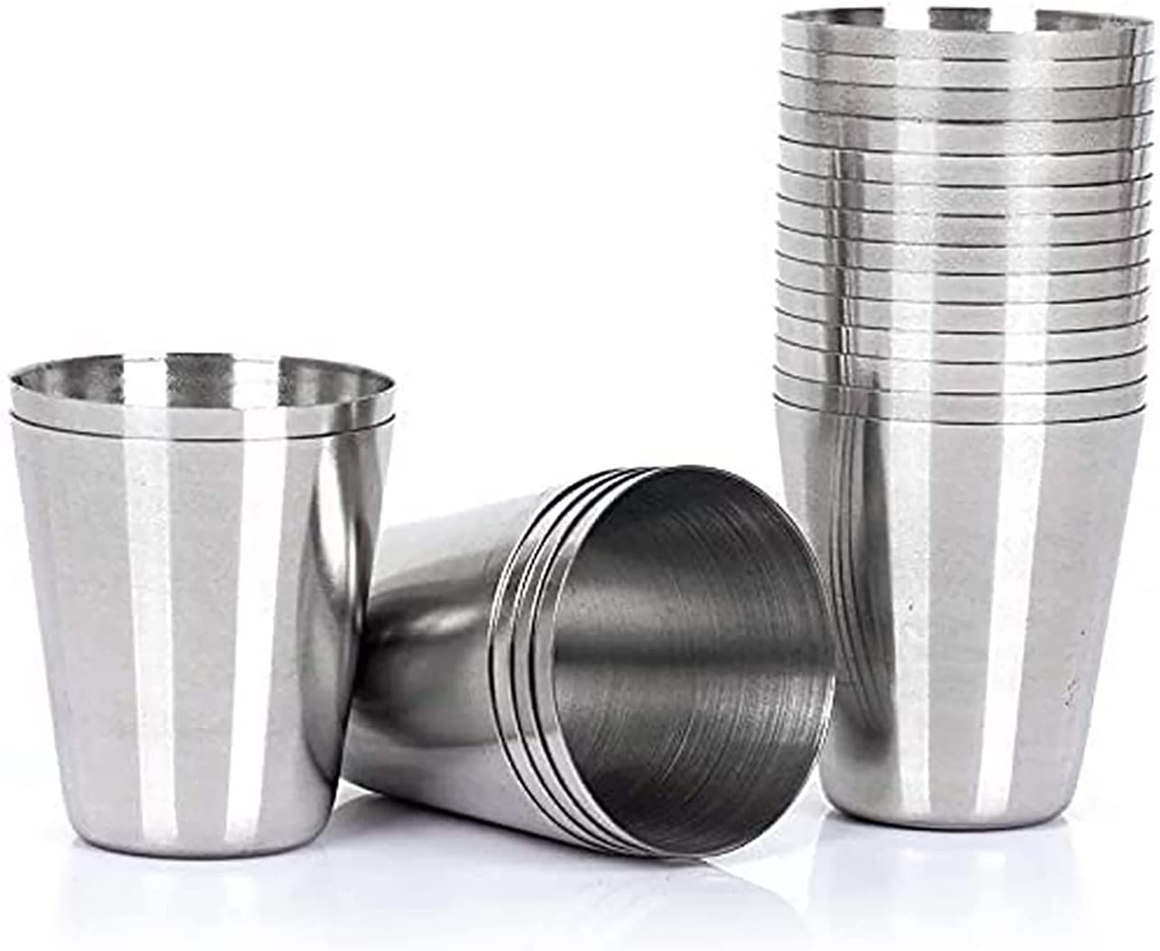 Set of 6pcs Stainless Steel Shot Glasses Drinking Vessel 30 ml (1oz) Stainless Steel Cups Shatterproof Pint Drinking Cups Metal Drinking Glasses for