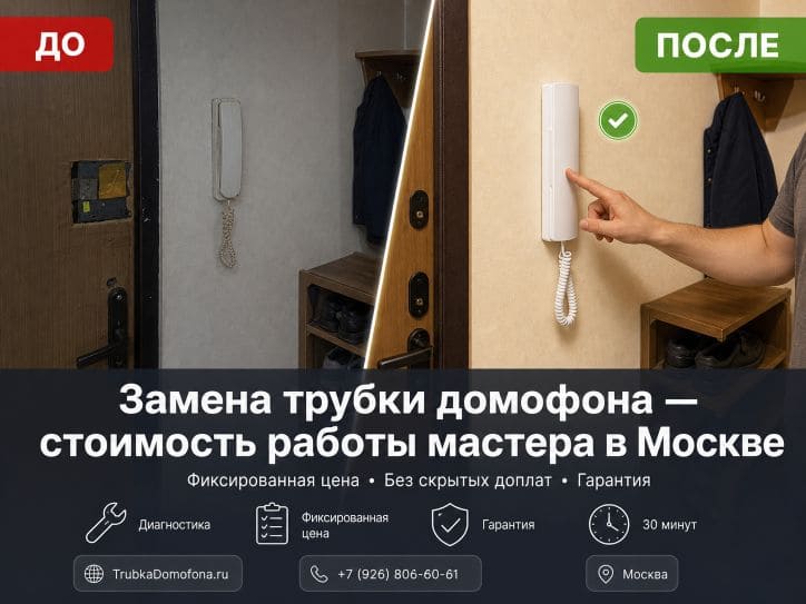 Замена трубки домофона — цена работы мастера с выездом по Москве