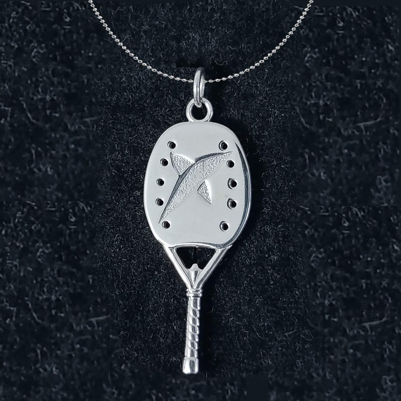 серебряная подвеска ракетка пляжный теннис