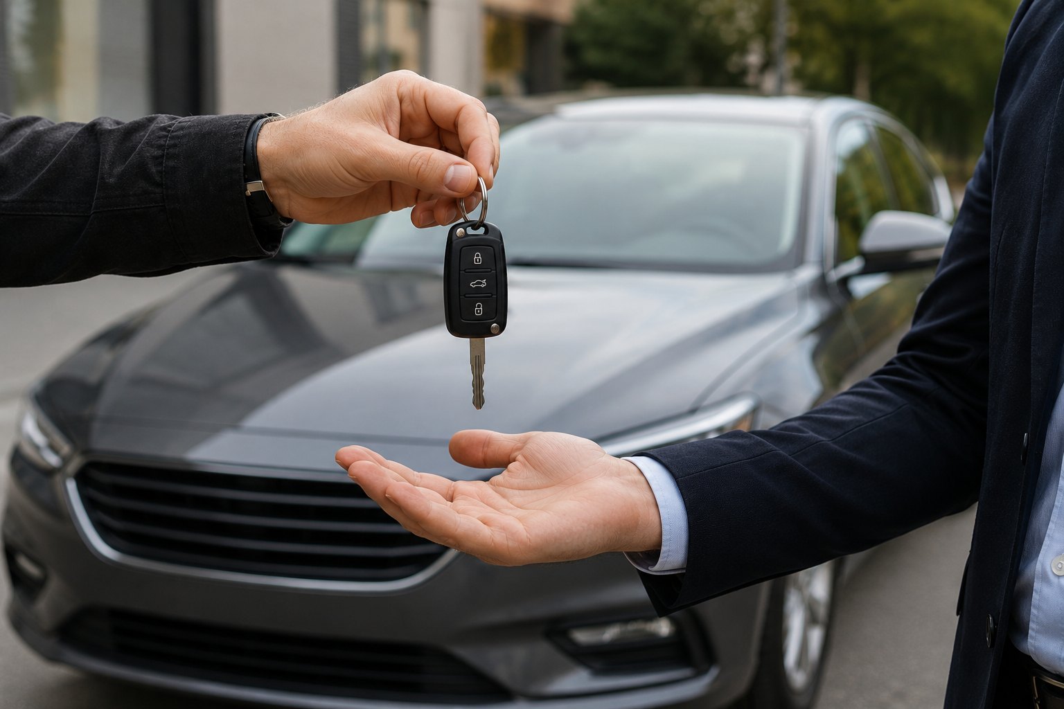 Продавец передаёт покупателю ключи от автомобиля