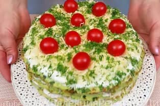 Приготовление кабачкового торта с помидорами, сыром и чесноком: шаг 16