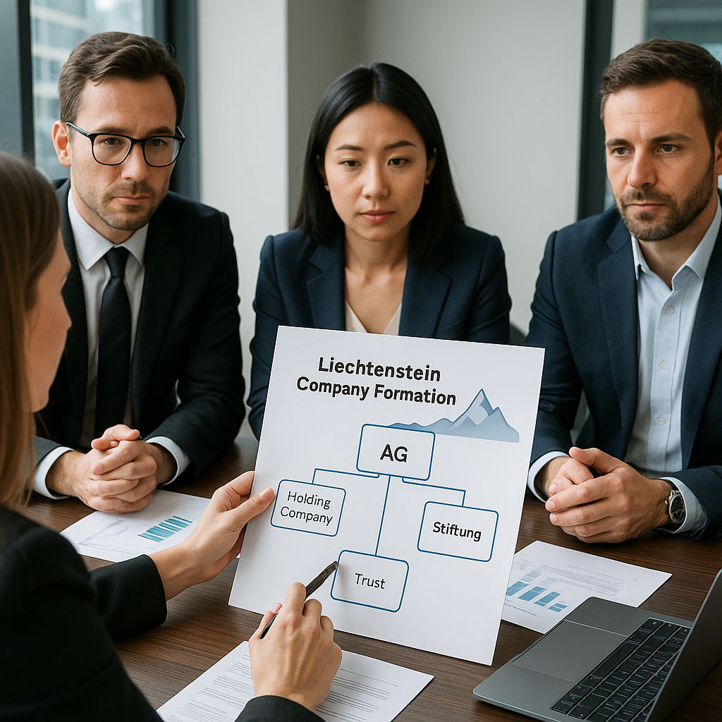 DomizilAdresse office coordinating Liechtenstein company setup with Swiss legal documents