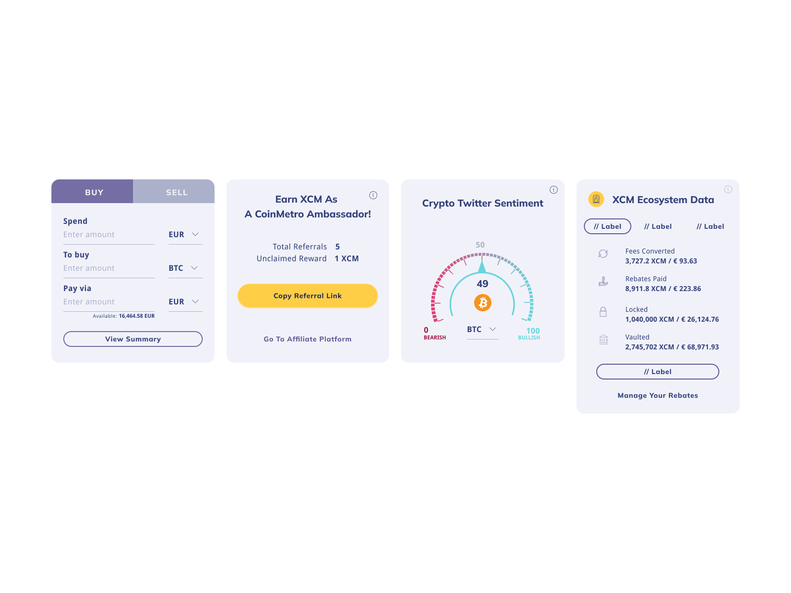 CoinMetro Disign System: Components