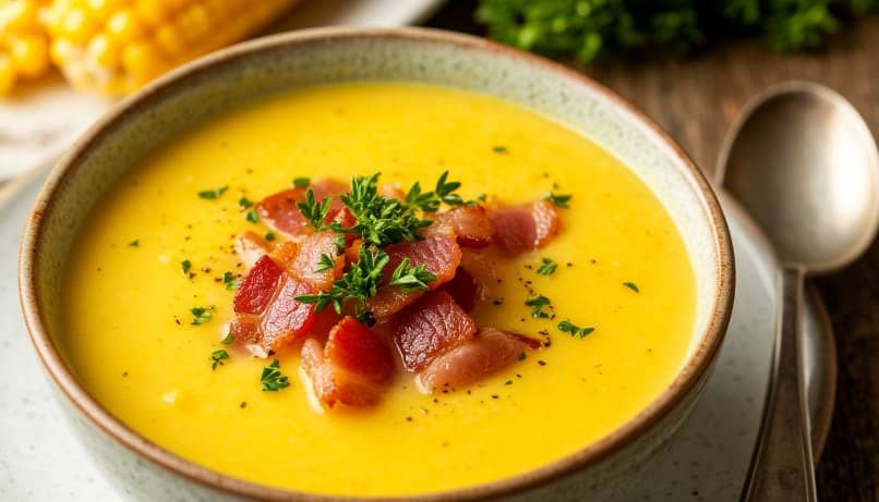 Крем-суп из кукурузы с беконом