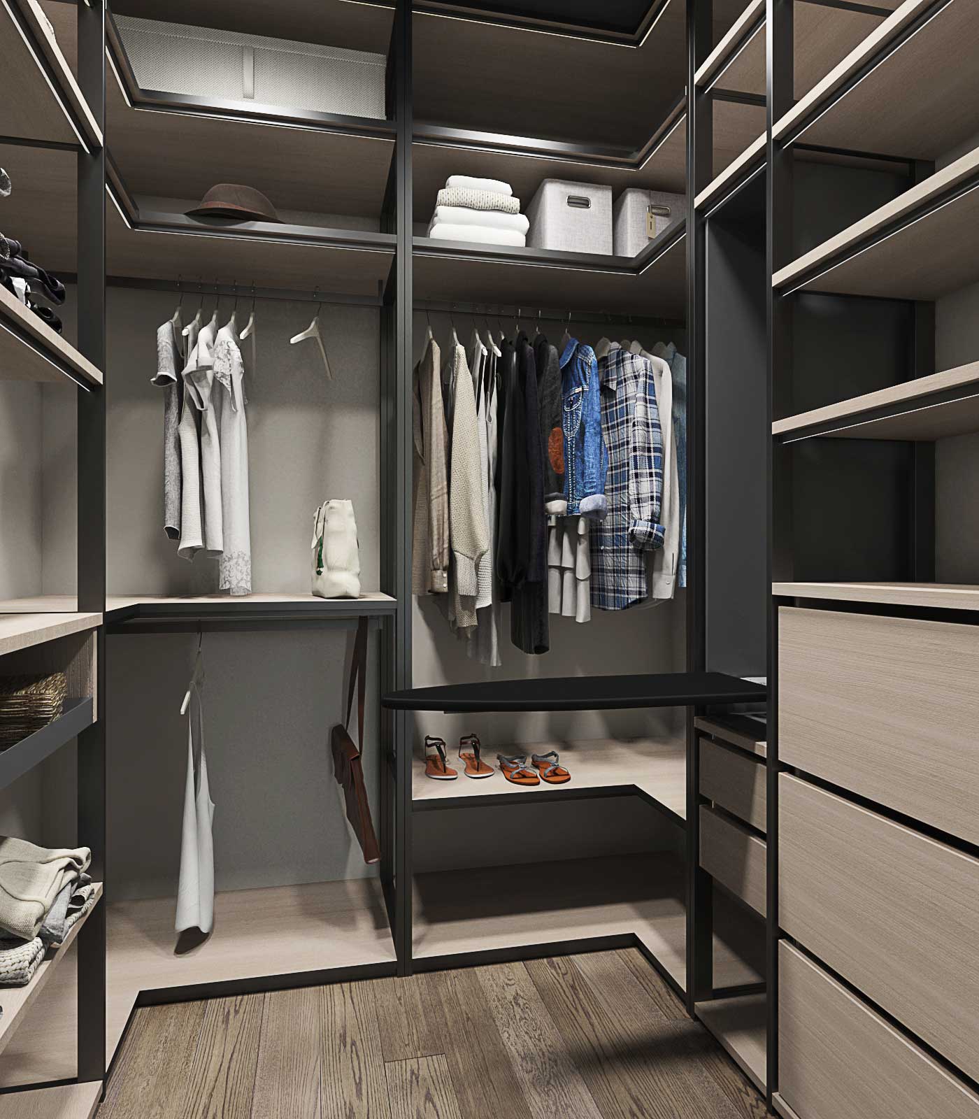 гардеробная, лофт, одежда