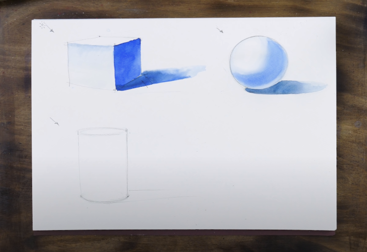 Как нарисовать куб, шар и цилиндр поэтапно | Бесплатный урок живописи для  начинающих от Художник Online
