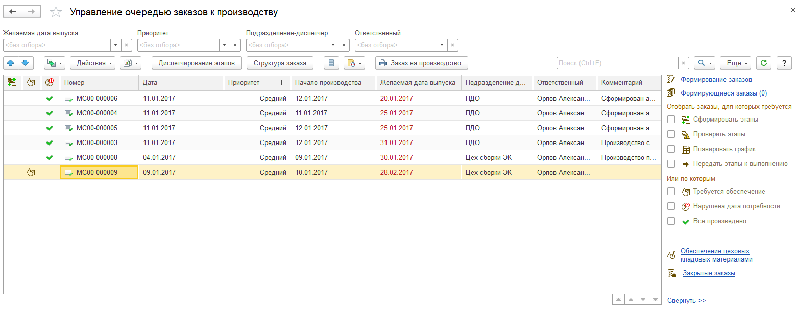 Управление производством в excel